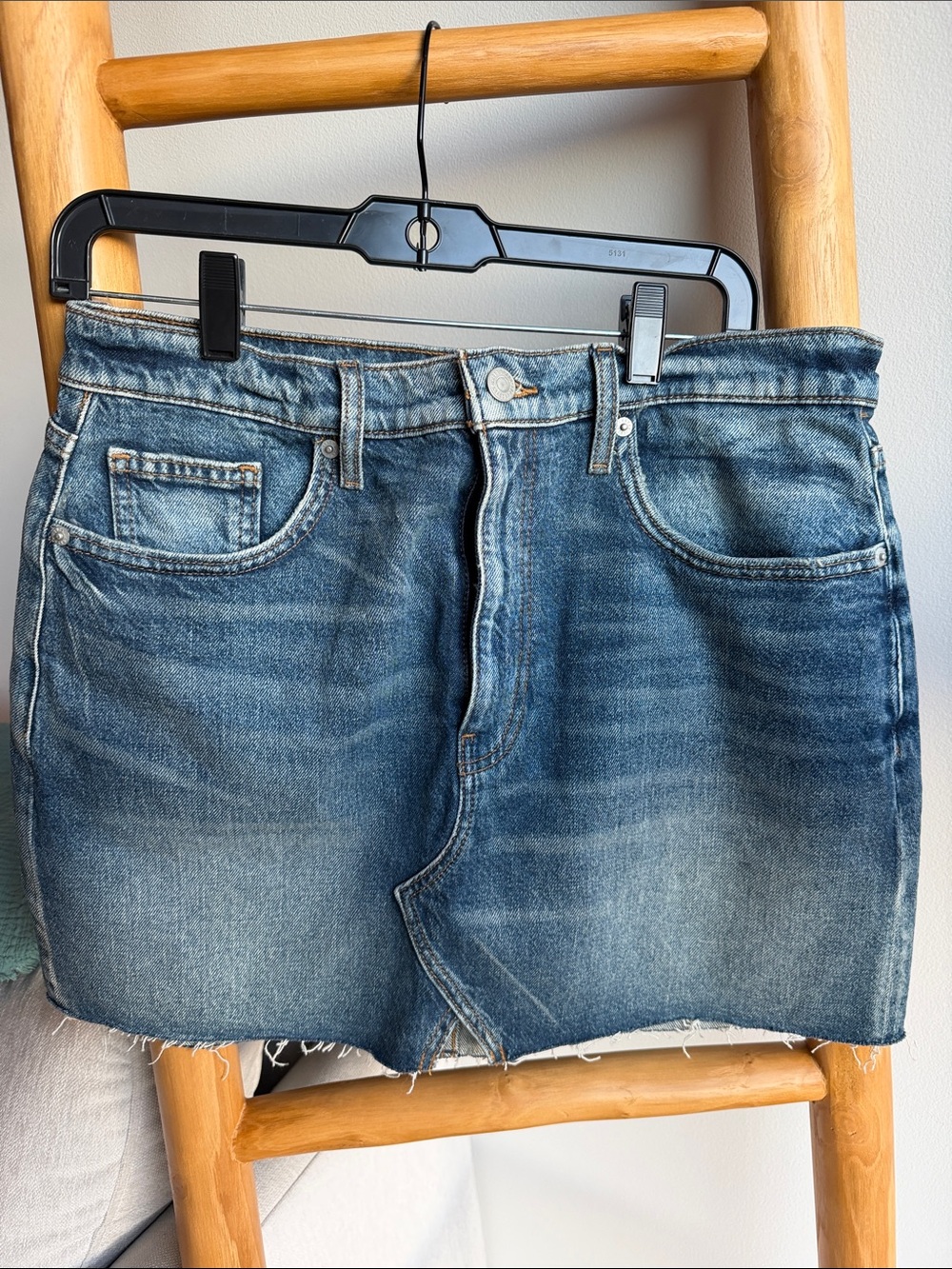 Lucky Brand Distressed Blue Denim Mini Skirt